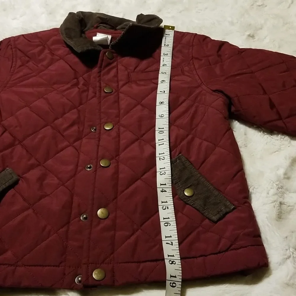 Gymboree Kids Quilted Chore Jacket Coat Burgundy Button Size 4t/5t